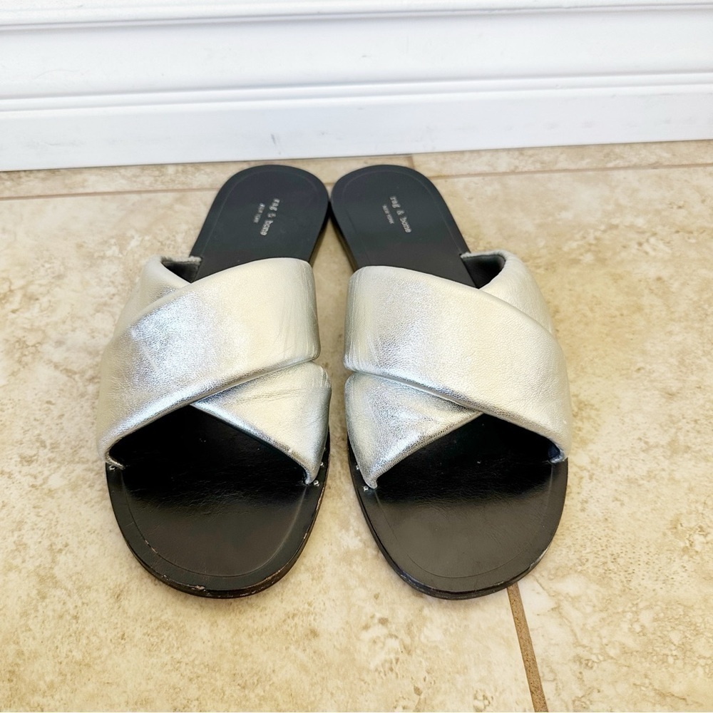 Rag And Bone Keaton Slide In Silver Size 8 - image 5